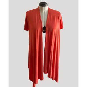 Shamaim Lrg Open Front Short Sleeve Top Orange